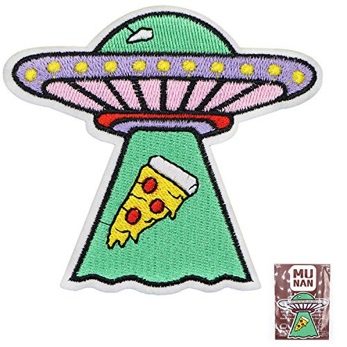 MUNAN X Files UFO Pizza Patch Embroidered Applique Badge Iron On Sew On Emblem MUNAN X Files UFO Pizza Patch Embroidered Applique Badge Iron On Sew On Emblem
