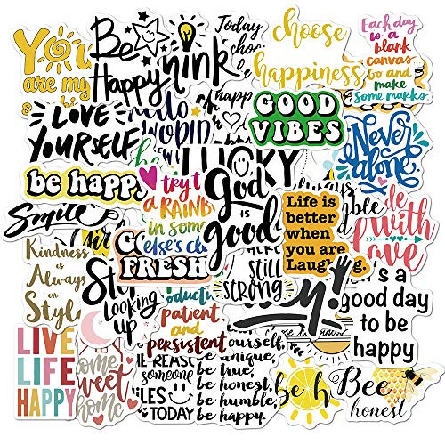 50 Pcs Trendy Non-Repetitive Waterproof Vinyl Stickers of Encouraging Words for Kids Teens Boys Girls  Aesthetic Stickers Pack for Hydroflasks Computer Bicyle Car Laptop Mcbook Water Bottle Phone-