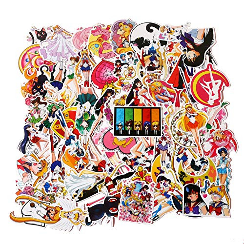 75 Pcs-Pack Sailor Moon Stickers Cartoon Anime Girls Sticker Pack Laptop Waterproof Skateboard Snowboard Car Bicycle Luggage Decal
