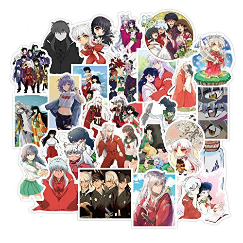 50pcs Anime Inuyasha Stickers Laptop Water Bottles Computers Phone Skateboard Hydroflasks Cartoon Classic Japanese Anime Vinyl Sticker Waterproof Aesthetic Trendy Decals for Teens Boys Girls Adults
