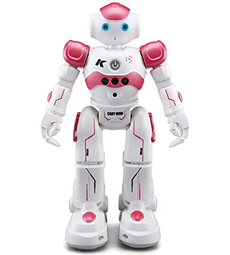 WEECOC Smart Robot Toys Gesture Control Remote Control Robot Kids Toys Birthday Can Singing Dancing Speaking Two Walking Models (Pink)