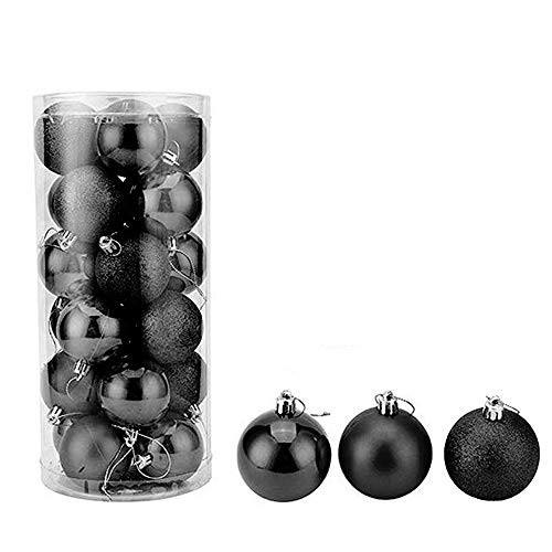 feng biao Christmas Ball Pendant  Decorative Shatterproof Christmas Tree Pendants Hanging 40mm Christmas Baubles Balls Ornaments Set Pack of 24 pcs Black