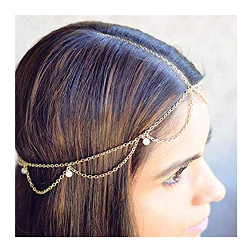 CanB Bohemian Pearl Tassel Head Chain Pendant Bridal Wedding Hair Accessories Headpieces Jewelry for Women CanB Bohemian Pearl Tassel Head Chain Pendant Bridal Wedding Hair Accessories Headpieces Jewelry for Women