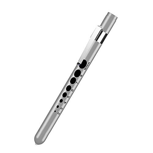 SOONORY Pen Light with Pupil Gauge LED Penlight for Nurses Doctors  Reusable Medical Penlight with Batteries for Nursing Students Sliver