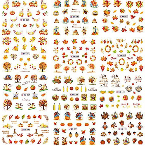24 Sheets Fall Nail Art Tattoo Stickers Maple Leaves Water Transfer Decals Self-Adhesive Stickers Harvest Pumpkin for Women Girls Kids DIY Autumn Thanksgiving Day 24 Sheets Fall Nail Art Tattoo Stickers Maple Leaves Water Transfer Decals Self-Adhesive Stickers Harvest Pumpkin for Women Girls Kids DIY Autumn Thanksgiving Day