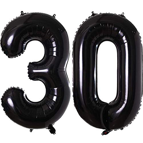 40 Inch Foil Number 30 Balloon Jumbo Number Balloon for 30th Birthday Anniversary Party Decorations Black 40 Inch Foil Number 30 Balloon Jumbo Number Balloon for 30th Birthday Anniversary Party Decorations Black