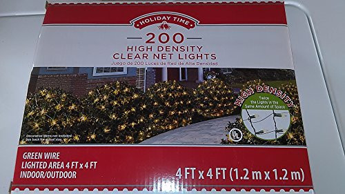 Holiday Time 200 High Density Clear Net Lights, Green Wire, 4 Ft X 4 Ft Lighted Area