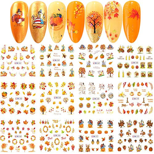 12 Sheets Fall Nail Art stickers Maple Leaf Nail Decals Autumn Maple Leaves Pumpkin Nail Art Accessories Water Transfer Design Nails Sticker for Women Girls Kids Thanksgiving DIY Manicure Decorations 12 Sheets Fall Nail Art stickers Maple Leaf Nail Decals Autumn Maple Leaves Pumpkin Nail Art Accessories Water Transfer Design Nails Sticker for Women Girls Kids Thanksgiving DIY Manicure Decorations
