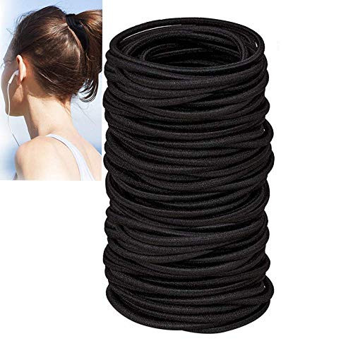 120 pcs Black Hair Elastic Ties for Thick and Curly No Metal Hair Ties for Men Value Pack Hair Elastics for Women Girls 3mm