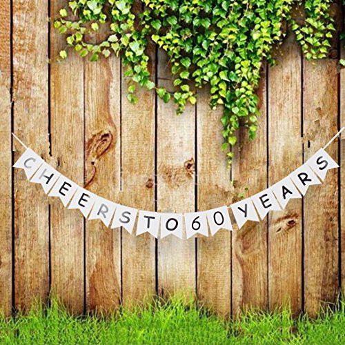 Cheers to 60 Years Banner, 60th Wedding Anniversary Party Decor, Happy 60th Birthday Party Bunting Cheers to 60 Years Banner, 60th Wedding Anniversary Party Decor, Happy 60th Birthday Party Bunting