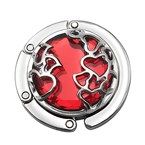Grtdrm Heart Shape Premium Foldable Handbag Bag Purse Hanger Table Hook Holder Red