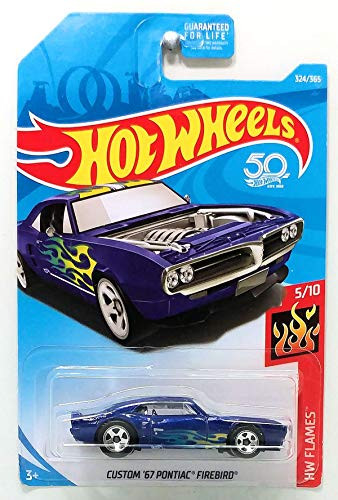 Hot Wheels 2018 Die-Cast Vehicle Hw Flames - Custom  67 Pontiac Firebird Dark Blue