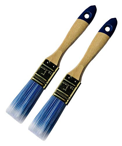 2 Pack - 1 inch Professional Paint Brushes - Mixed Bristle-Wood Handle - for All Types of Painting - for Acrylic  Oil Base  Latex  Wax  Stain  Varnish and Polyurethane Paints- 2  1