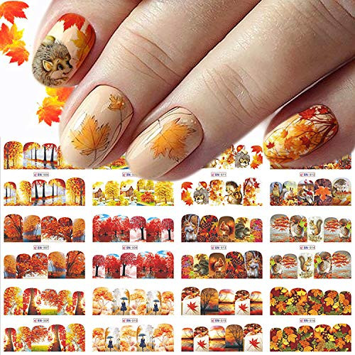 Fall Nail Art Stickers Halloween Thanksgiving Nail Art Accessories Decals 12 Sheets Maple Leaves Water Transfer Autumn Nail Stickers for Women Girls Fingernail Toenail Decoration Manicure Tips Tattoos Fall Nail Art Stickers Halloween Thanksgiving Nail Art Accessories Decals 12 Sheets Maple Leaves Water Transfer Autumn Nail Stickers for Women Girls Fingernail Toenail Decoration Manicure Tips Tattoos