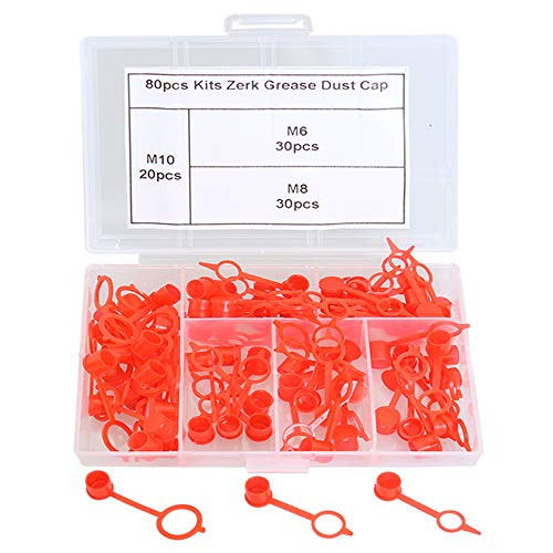 KOOTANS 80PCS-Set M6 M8 M10 Mixed Grease Fitting Caps Polyethylene Dust Caps for Metric Thread Grease Zerk Nipple Fitting