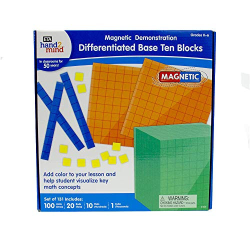 ETA hand2mind Magnetic Differentiated Base Ten Blocks, Math Manipulative Kit (Set of 131)