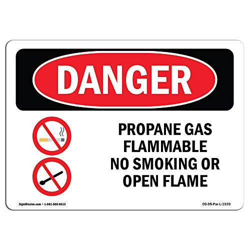 OSHA Danger Sign - Propane Gas Flammable No Smoking   Choose from  Aluminum  Rigid Plastic Or Vinyl Label Decal   Protect Your Business  Construction Site  Warehouse   Shop Area    Made in The USA