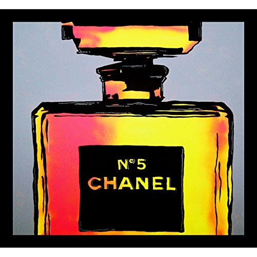 Buyartforless FRAMED Chanel No. 5 Perfume Orange-Yellow by PopArtQueen 24X24 Art Print Poster Pop Art Poster Decor