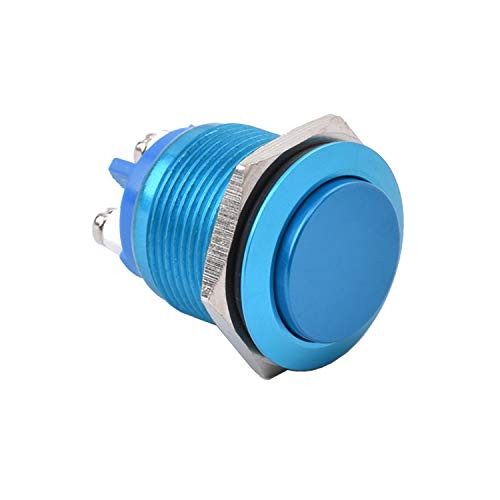 STARELO 19MM 3-4  Momentary Push Button Switch High Round 36V 2A 1NO Waterproof Aluminum ShellBlue