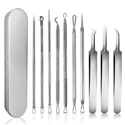 10PCS Blackhead Remover Pimple Extractor Tool Comedone Pimple Extractor Tool Acne Kit for Blackhead Whitehead Popping Zit Removing 10PCS Blackhead Remover Pimple Extractor Tool Comedone Pimple Extractor Tool Acne Kit for Blackhead Whitehead Popping Zit Removing