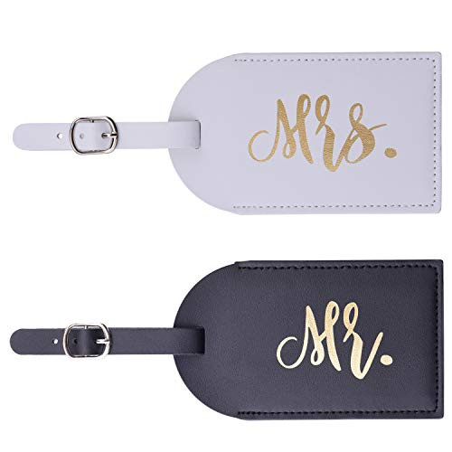 Luggage Tags Mr And Mrs CACASO Leather Travel Tags For Luggage Bag Tags For Mr   Mrs Gifts Honeymoon Gifts Suitcase Tag Black And White