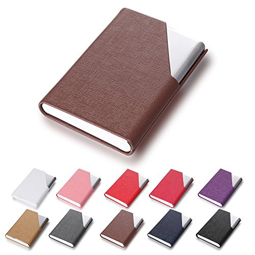 Efaithtek Professional Business Card Holder Business Name Card Holder Luxury PU Leather Stainless Steel Multi Card Case - Keep Your Business Cards Clean Brown Efaithtek Professional Business Card Holder Business Name Card Holder Luxury PU Leather Stainless Steel Multi Card Case - Keep Your Business Cards Clean Brown