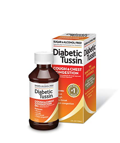 Diabetic Tussin Cough and Chest Congestion Relief  Liquid Cough Syrup  Safe for Diabetics  Sugar Free  4 Fl Oz