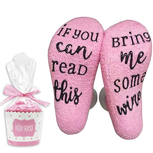 Funny Wine Socks with Cupcake Gift Packaging - If You Can Read This  Bring Me Wine  Premium Combed Cotton Novelty Socks Wine 1Pair