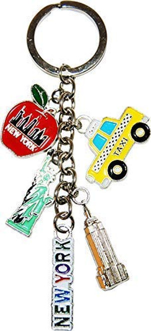 New York City 5 Charm Souvenir Keychain Featuring Statue of Liberty NY Taxi Empire State Building and the Big Apple New York City 5 Charm Souvenir Keychain Featuring Statue of Liberty NY Taxi Empire State Building and the Big Apple
