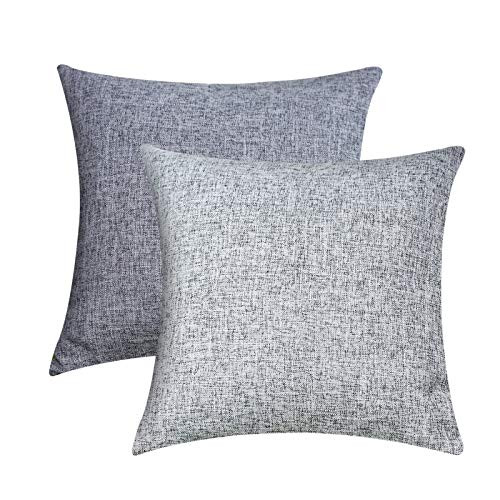 Sunlit Decorative Throw Pillow Case Cushion Covers  Modern Accent Square Pillow Case Cover  18  x 18   Set of 2 Gray Textured Linen Throw Pillow Case for Sofa Couch Chair Bedroom  Gray