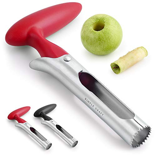 Simple Craft Apple Corer - Premium Stainless Steel Apple Corer Tool For Removing Cores   Pits - Sharp Serrated Core Remover For Apples   Pears Red
