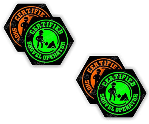 4 pieces SET   Certified SHOVEL OPERATOR Funny Hexagon Weatherproof   Hard Hat Sticker   Decal   Helmet Label Rude Funny