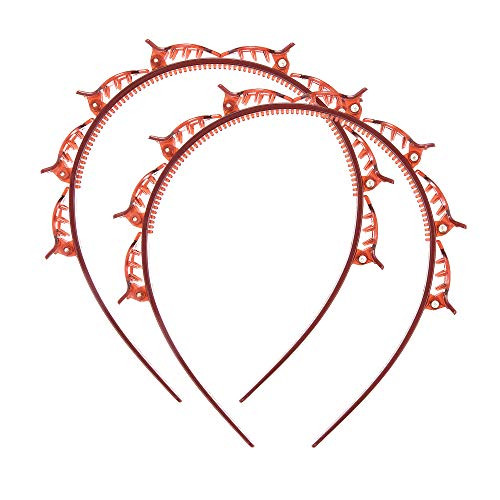 2Pcs Double Layer Twist Plait Headband Hair Tools Hollow Woven Headband with Clips Korean Braided Headband Fashion Braided Headbands Double Bangs Hairstyle Hairpin Women Girls Multi-Layer Coffe
