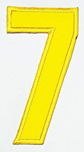 PARITA 3 INCH- Yellow Number 7 NO-7 Patches Sew On Applique Patches Zero to Nine 0-9 Ironed On Numbers Embroidered Patch DIY Badge Decorative Repair Patches for Clothing Number Seven