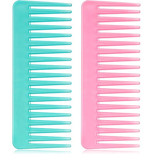 Large Hair Detangling Comb Wide Tooth Comb for Curly Hair Wet Dry Hair  No Handle Detangler Comb Styling Shampoo Comb Cyan  Pink