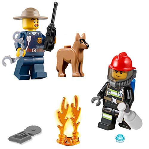 LEGO City Minifigure Combo - Police Chief with German Shepherd and Firefighter with Fire Flame ? LEGO City Minifigure Combo - Police Chief with German Shepherd and Firefighter with Fire Flame ?