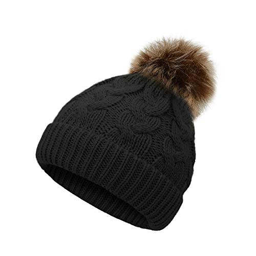 Durio Baby Beanies for Boys Baby Boy Hats Knit Toddler Hats for Boys Thick Warm Baby Boy Winter Hat A Black Solid One Size