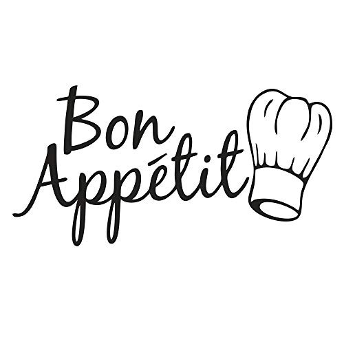 CHULAI Bon Appetit Wall Decal Vinyl Stickers  Removable French Quote Art DIY Sticker Mural for Kitchen Dinner Room Living Room Office Home Window Door Decoration