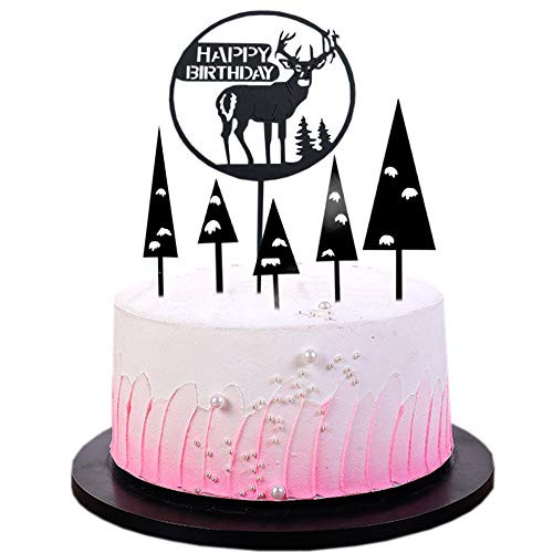 Deer Theme 6 Pcs Cake Topper Acrylic Cake Topper Happy Birthday Cake Topper Cake Decoration Supplies