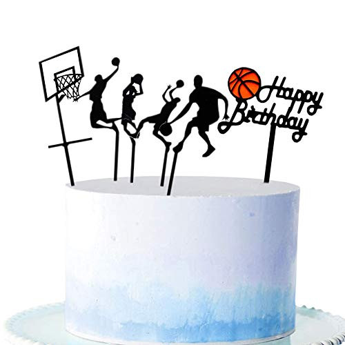 Basketball Theme 6 Pcs Cake Topper Acrylic Cake Topper Happy Birthday Cake Topper Cake Decoration Supplies