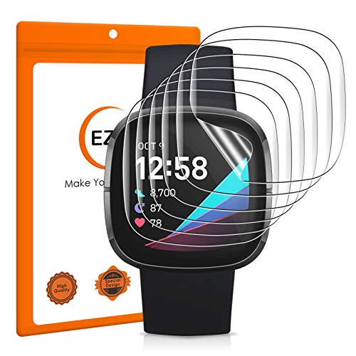 EZCO 12-Pack Screen Protector Compatible with Fitbit Sense   Versa 3  Waterproof Full Coverage Soft Screen Protectors Cover Anti-Bubble Clear Film Accessories for Sense Versa 3 Smart Watch