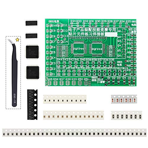 Zemoner DIY Welding Practice SMD SMT Soldering Circuit board Training Practice Skill PCB Board with Tweezers