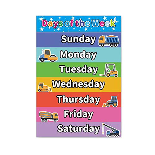 Upriver Educational Preschool Poster for Toddlers and Kids  Laminated Preschool Posters with Glue Point Dot  Preschool Days of The Week Poster for Nursery Home School Kindergarten Classroom