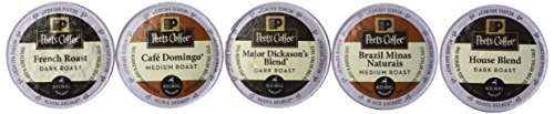 Peets Coffee Sampler Variety Pack without Decaf (Brazil Minas Naturais, Cafe Domingo, House Blend, Major Dickasons, French Roast), 30 K-cup Peets Coffee Sampler Variety Pack without Decaf (Brazil Minas Naturais, Cafe Domingo, House Blend, Major Dickasons, French Roast), 30 K-cup