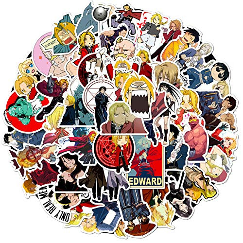 Fullmetal Alchemist Anime Stickers for Laptop 50pcs Japanese Cartoon Water Bottles Cars Notebook Bike Luggage Skateboard Vinyl Decals