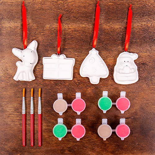 Horizon Group USA Paint Your Own Ceramic Christmas Ornaments 4-Pack