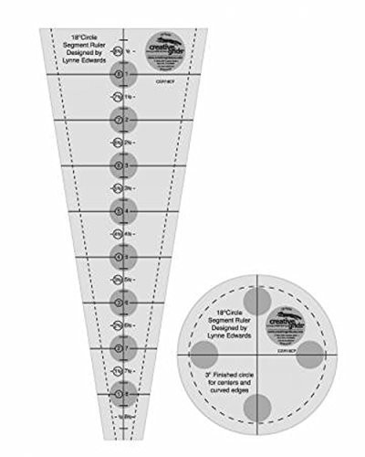 Creative Grids 18 Degree Wedge and Circle Segment for Dresden Plate Patterns - Set of Two Quilting Ruler Templates CGR18CF