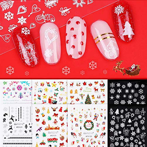 8 Sheets Premium Christmas Nail Art Stickers Aruza Xmas 3D Self-Adhesive Nail Decals Santa Claus Reindeer Snowflake Snowman Christmas Bell Tree Stick Elk Nail Sticker Design Decorations 8 Sheets Premium Christmas Nail Art Stickers Aruza Xmas 3D Self-Adhesive Nail Decals Santa Claus Reindeer Snowflake Snowman Christmas Bell Tree Stick Elk Nail Sticker Design Decorations