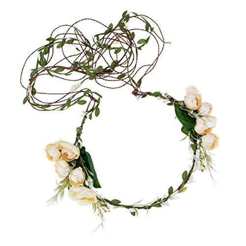 June Bloomy Bridal Flower Garland Halo Floral Crown Adjustable Hair Wreath Wedding Headpiece Ivory June Bloomy Bridal Flower Garland Halo Floral Crown Adjustable Hair Wreath Wedding Headpiece Ivory