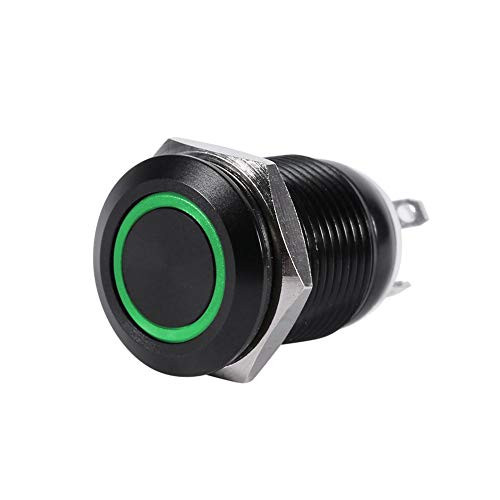 LED Momentary Latching Swwitch Car 12mm LED Light Momentary Push Button Switch Toggle Black Case 2A Green